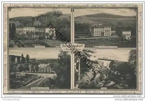 Berthelsdorf im Riesengebirge - Sanatorium - Gasthof zum Deutschen Kaiser - Kretscham und Kirche - Bastei