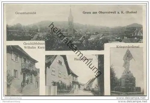 Oberrotweil am Kaiserstuhl - Gesamtansicht - Geschäftshaus Wilhelm Kurz - Hauptstrasse - Kriegerdenkmal - Feldpost