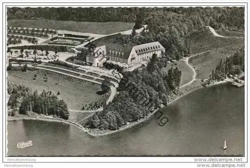 Hennesee-Hotel Inhaber A. T. Pickel - Henne-Stausee - Foto-AK Luftaufnahme 1958