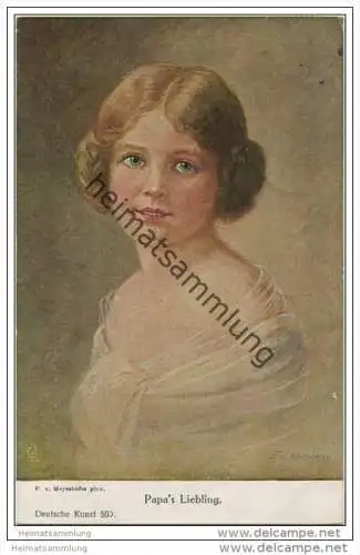 Frau - Papa' s Liebling - Künstlerkarte F. v. Meyerhofer