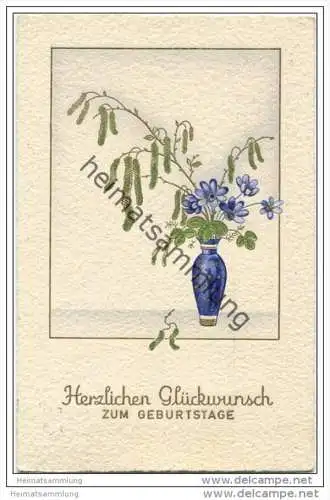 Geburtstag - Blumenvase - Blumen - Goldprägedruck