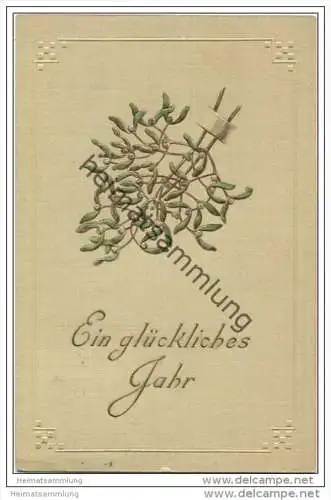 Neujahr - Mistelzweig - Prägedruck