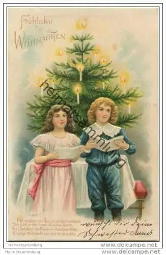 Weihnachten - Kinder - Gedicht - Tannenbaum - Prägedruck