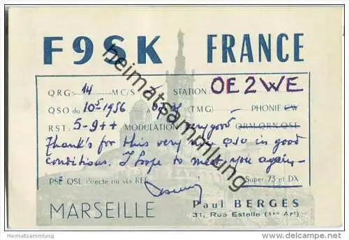 QSL - QTH - Funkkarte - F9SK - France - Marseille - 1958