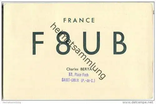 QSL - QTH - Funkkarte - F8UB - France - Saint-Omer - 1958