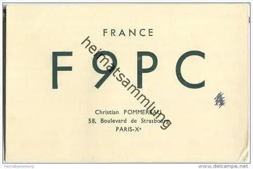 QSL - QTH - Funkkarte - F9PC - France - Paris - 1958