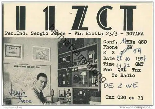 QSL - QTH - Funkkarte - I1ZCT - Italy - Novara - 1957