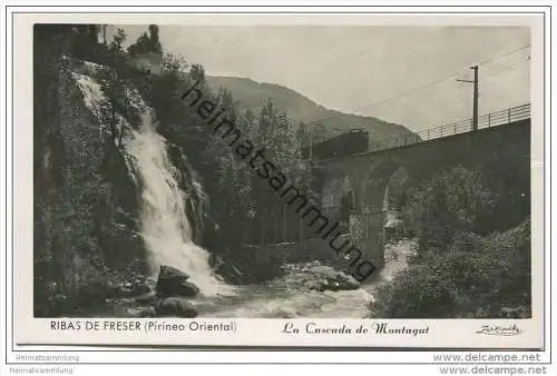 Ribas de Freser - Pirineo Oriental - La Cascada de Montagut - Foto-AK ca. 1950