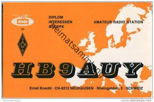 QSL - QTH - Funkkarte - HB9AUY - Schweiz - Neuhausen - 1974