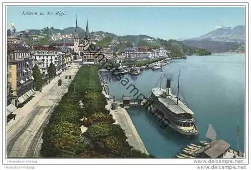 Luzern und die Rigi - Schweizerhof und Nationalquai 1909