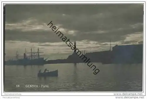 Genova - Porto - Nacht - Foto-AK ca. 1905