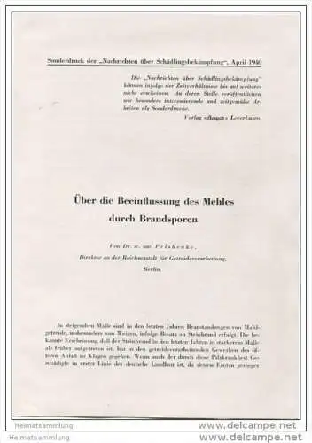 Sonderdruck aus Nachrichten über Schädlingsbekämpfung April 1940 - Über die Beeinflussung des Mehles durch Brandsporen