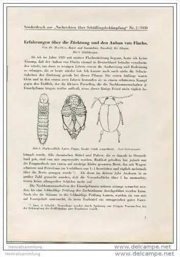 Sonderdruck aus Nachrichten über Schädlingsbekämpfung Nr. 2 1939 -Erfahrungen über die Züchtung und den Anbau von Flachs