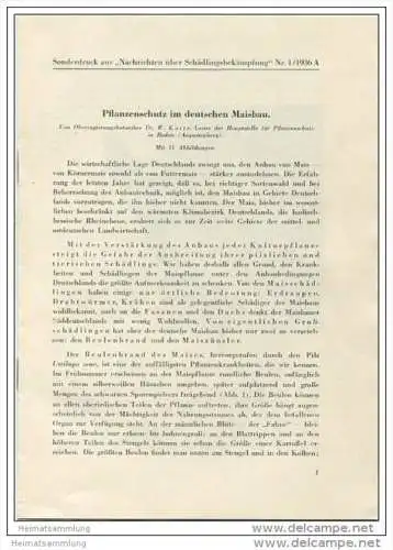 Sonderdruck aus Nachrichten über Schädlingsbekämpfung Nr. 1 1936 - Pflanzenschutz im deutschen Maisanbau
