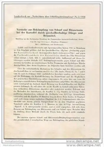 Sonderdruck aus Nachrichten über Schädlingsbekämpfung Nr. 2 1938 - Versuche zur Bekämpfung von Schorf und Rhizoctonia be