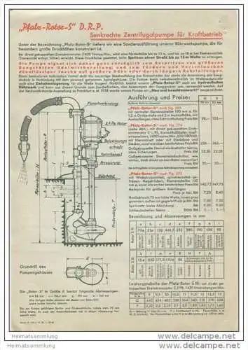 Guss- und Armaturwerk Kaiserslautern - Nachf. Karl Billand - Pfalz-Rotor D.R.P. Jauchepumpe - Faltblatt 1937