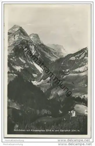 Schröcken mit Künzelspitze und Canisfluh - Foto-AK 20er Jahre