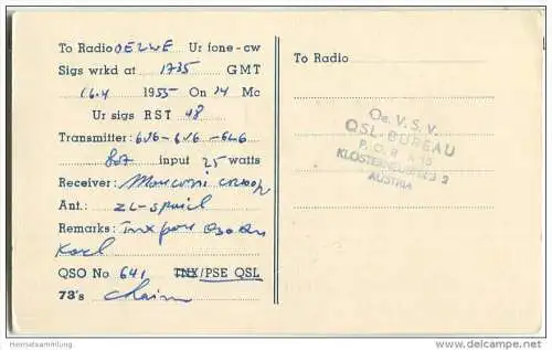 QSL - QTH - Funkkarte - 4X4CK - Israel - Tel Aviv - 1955