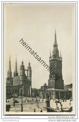 Halle an der Saale - Markt - Fotokarte 30er Jahre