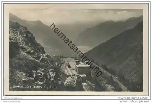 Bernina-Bahn Station Alp Grüm - Foto-AK 20er Jahre