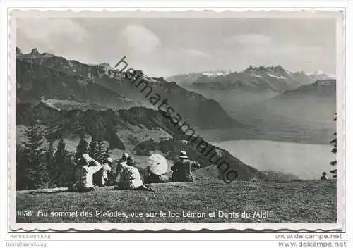 Au sommet des Pleiades vue sur le lac Leman et Dents du Midi - Foto-AK