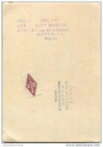 QSL - QTH - Funkkarte - ONL-747 - Belgium - Waterloo - Universal Exhibition Brussels 1958 - 1956