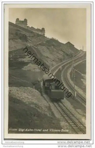 Rigi-Kulm-Hotel und Vitznau-Bahn - Foto-AK 20er Jahre