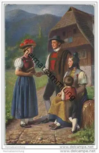 Tracht aus dem Schwarzwald - signiert A. Binder - Künstlerkarte