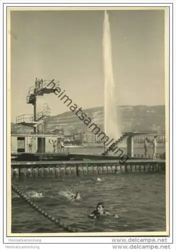 Schwimmbad im Genfer See - Foto-AK Grossformat 1952