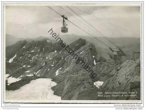 Säntis-Schwebebahn - Stütze 3 - Blick gegen Tierwies und Silberplatte - Foto-AK Grossformat