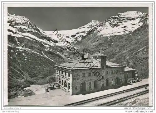 Alp Grüm - Bahnhof mit Palü Gletscher - Foto-AK Grossformat 50er Jahre