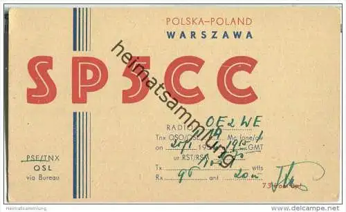 QSL - QTH - Funkkarte - SP5CC - Polen - Warszawa - 1956