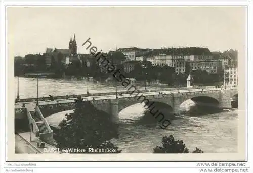Basel - Mittlere Rheinbrücke - Foto-AK