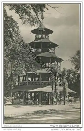 München - Englischer Garten - Chinesischer Turm - Foto-AK 20er Jahre