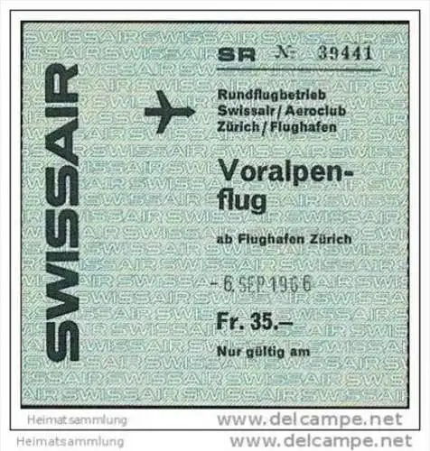 Swissair - Voralpenflug 1966 Rundflugbetrieb ab Flughafen Zürich