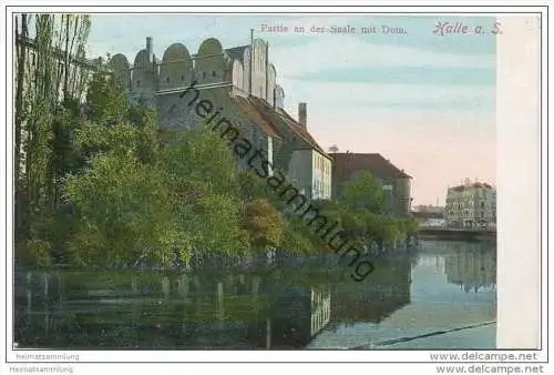 Halle an der Saale - Partie an der Saale mit Dom