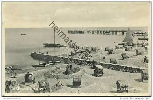 Niendorf - Strand mit Dampferbrücke - Verlag Julius Simonsen Oldenburg gel. 1933