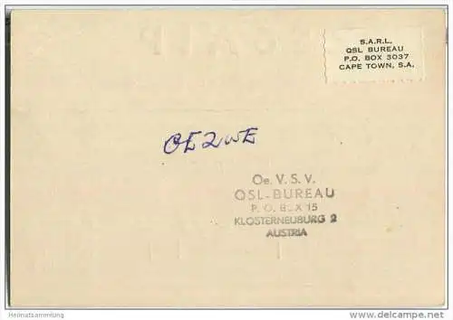 QSL - QTH - Funkkarte - ZS6AIP - South Africa - Johannesburg - 1955