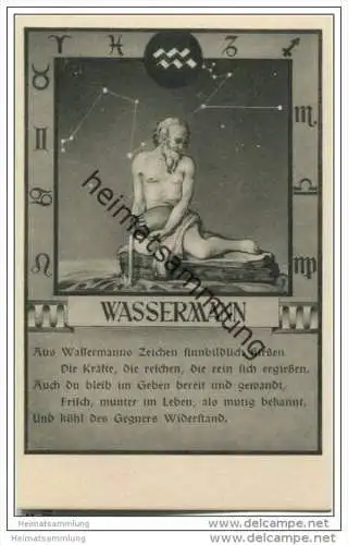 Wassermann 21.01. bis 19.02. - Sternbildkarte - Horoskop - Rückseite Beschreibung der Eigenschaften