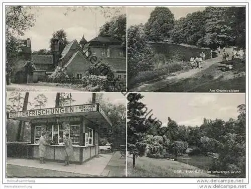 Berlin-Dahlem - Erfrischungshalle Heinz Schoen - Jagdschloss - Grunewaldsee - Im schwarzen Grund - AK-Grossformat  60er