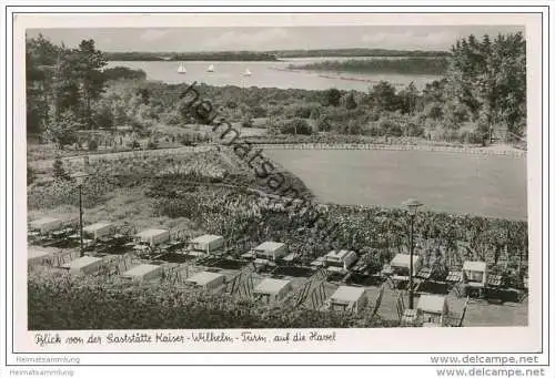 Berlin-Grunewald - Blick von der Gaststätte Kaiser-Wilhelm-Turm auf die Havel - Foto-AK 50er Jahre