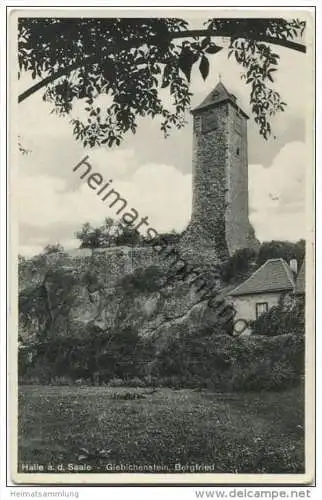 Halle - Giebichenstein - Bergfried - Verlag Zeitungs-Zentrale Halle - Bahnpost Berlin-Frankfurt (Main) Zug 1 gel. 1937