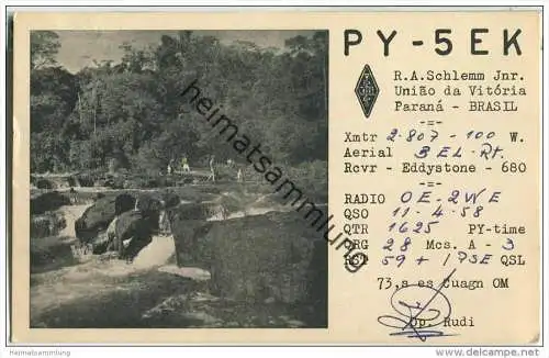 QSL - QTH - Funkkarte - PY-5EK - Brasil - Parana - Uniao da Vitoria - 1958