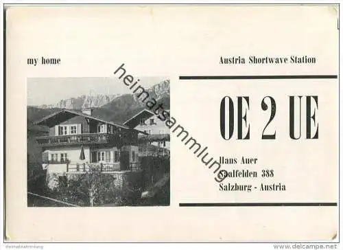 QSL - QTH - Funkkarte - OE2UE - Salzburg - 1961