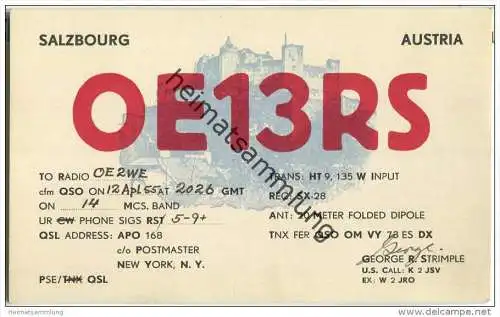 QSL - QTH - Funkkarte - OE13RS - Salzbourg - 1955
