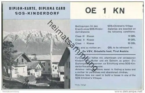 QSL - QTH - Funkkarte - OE1KN - Wien 8 - Diplomkarte SOS-Kinderdorf - 1959