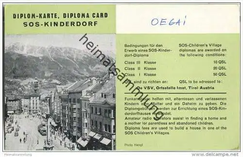 QSL - QTH - Funkkarte - OE6AI - Liezen - Diplomkarte SOS-Kinderdorf - 1959