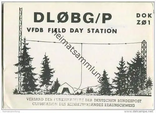 QSL - QTH - Funkkarte - DL0BD/P - VFDB Field Day Station - Bundespost Braunschweig - 1972