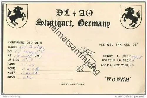 QSL - QTH - Funkkarte - DL4AO - Stuttgart - 1958