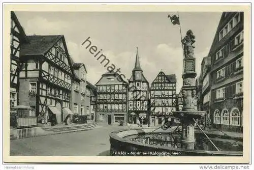 Fritzlar - Markt mit Rolandsbrunnen - Verlag Schöning &amp; Co. Lübeck